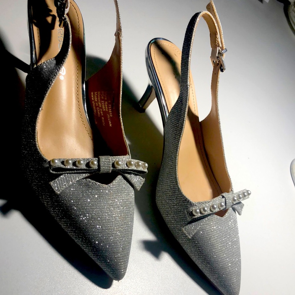 Marbella silver sling backs